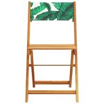 vidaXL Ensemble de bistro 3 Pièces motif de feuilles tissu et bois massif