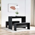 vidaXL Ensemble table à manger et bancs 3 Pièces noir bois d'ingénierie