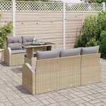 vidaXL Ensemble de canapé de jardin 6 Pièces Beige Poly Rattan