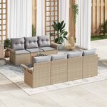 vidaXL Ensemble de canapé de jardin Manuel 8 Pièces Beige  Gris clair