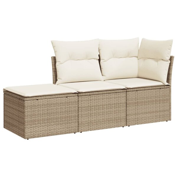 vidaXL Salon de jardin avec coussins 3 Pièces beige résine tressée