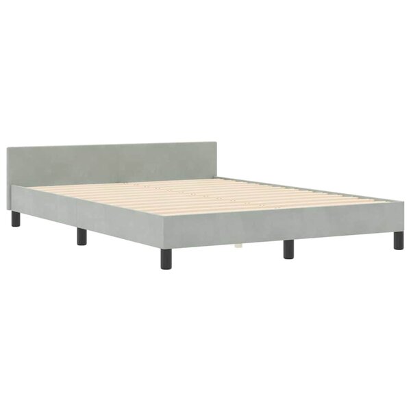 vidaXL Cadre de lit avec tête de lit Gris clair 140 x 190 cm Velours