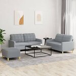 vidaXL Ensemble de canapés 3 Pièces avec coussins Gris clair Tissu