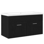 vidaXL Armoire d'évier Chêne noir 90 x 38.5 x 46 cm Bois d'ingénierie