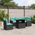 vidaXL Salon de jardin 6 Pièces avec coussins noir résine tressée