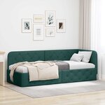 vidaXL Cadre de lit d'angle Vert foncé 80 x 200 cm tissu