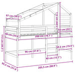 vidaXL Lit haut avec toit cire marron 90x200 cm bois de pin massif