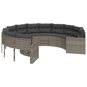 vidaXL Canapé de jardin avec coussins rond gris résine tressée