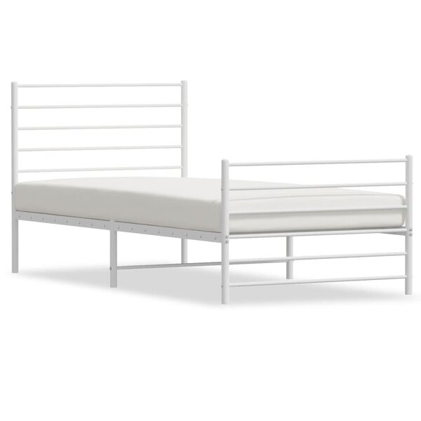 vidaXL Cadre de lit métal avec tête de lit/pied de lit blanc 80x200 cm