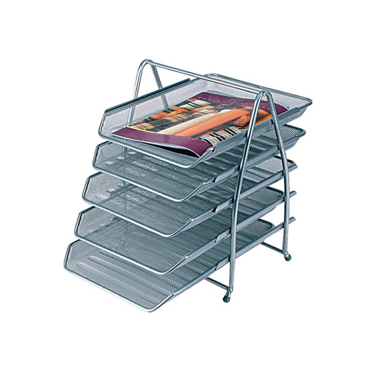 Organiseur De Bureau 4 Niveaux En Maille Métallique – Porte-Documents Empilable, Anti-Rayures Et Design Élégant Pour Bureau Ou Maison