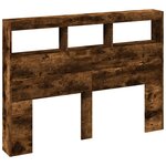 vidaXL Armoire tête de lit avec LED chêne fumé 140x17x102 cm