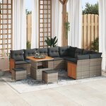 vidaXL Ensemble de canapé de jardin avec coussin 12 Pièces Gris