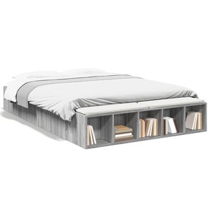 vidaXL Cadre de lit sans matelas sonoma gris 150x200 cm