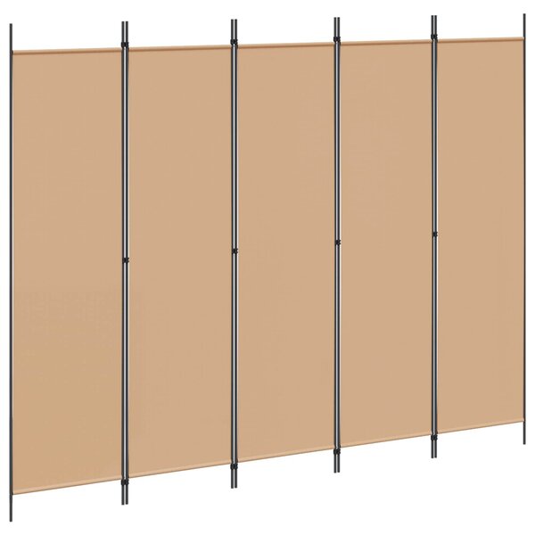 vidaXL Paravent 5 panneaux Beige 250 x 200 cm Tissu