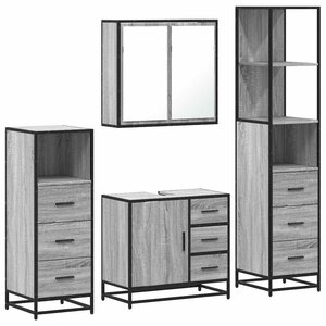 vidaXL Ensemble de meubles de salle de bain 4 Pièces sonoma gris