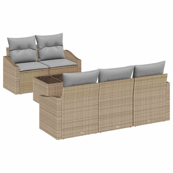 vidaXL Ensemble de canapé de jardin 6 Pièces Beige  Gris 55 x 55 x 37 cm