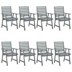 vidaXL Chaises à manger d'extérieur lot de 8 Gris Bois d'acacia