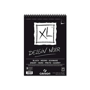 Bloc 40 Feuilles Spiralé XL Black A4 150g Noir CANSON