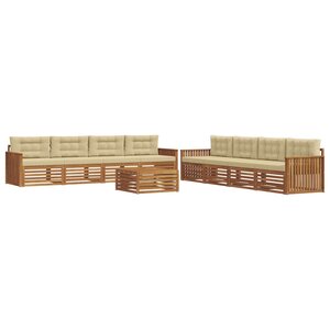 vidaXL Ensemble de canapés d'extérieur 9 pc Naturel et Beige