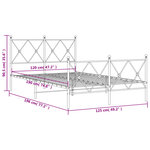 vidaXL Cadre de lit métal sans matelas et pied de lit blanc 120x190 cm