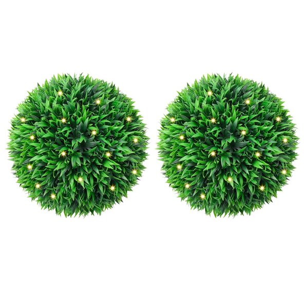 vidaXL Boules de buis artificielles avec lumières LED 2 Pièces vert 47 cm