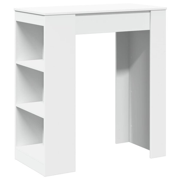 vidaXL Table de bar avec étagères blanc bois d'ingénierie