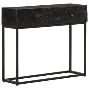 vidaXL Table console noir 90x30x76 cm bois massif de manguier et fer