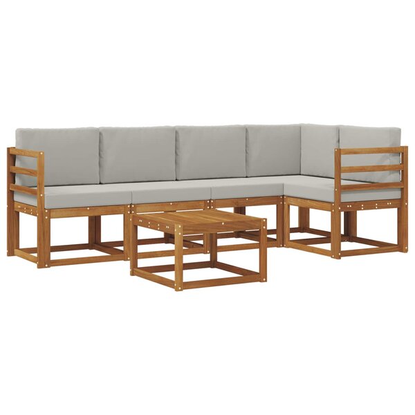 vidaXL Ensemble de canapés d'extérieur 6 pc Gris Naturel et Clair