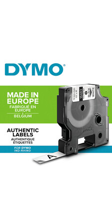 DYMO Rhino - Étiquettes Industrielles Autocollantes en Polyester  12mm x 5.5m  Noir sur Blanc