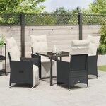 vidaXL Ensemble de salle à manger de jardin 5 pièces avec coussins en rattan poly noir
