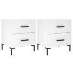 vidaXL Tables de chevet 2 Pièces blanc 40x35x47 5 cm bois d’ingénierie