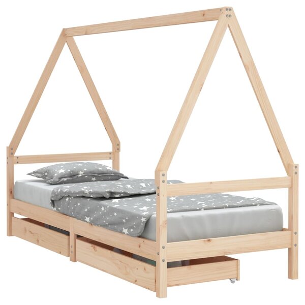 vidaXL Cadre de lit enfant avec tiroirs 90x200 cm bois de pin massif