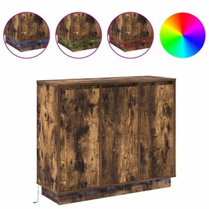 vidaXL Buffet LED Chêne fumé 90 x 32 x 75 cm Bois d'ingénierie