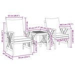 vidaXL Ensemble de canapé de jardin 3 Pièces Marron Bois d'acacia massif