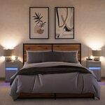 vidaXL Armoires de chevet et lumières LED 2 Pièces sonoma gris