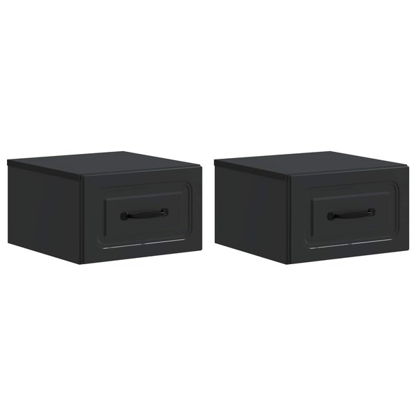 vidaXL Cabinet de chevet mural 2 Pièces Noir 34 5 x 33 x 20 cm