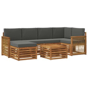 vidaXL Ensemble de canapés d'extérieur 6 pc Naturel et Anthracite