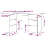 vidaXL Bureau d'angle Chêne sonoma 145x100x76 cm Bois d'ingénierie