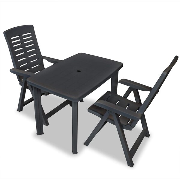 vidaXL Mobilier de bistro 3 Pièces Plastique Anthracite
