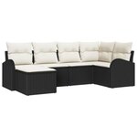 vidaXL Ensemble de canapé de jardin avec coussin Noir Poly rotin