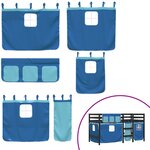 vidaXL Lit mezzanine enfants et rideaux bleu 90x190cm bois pin massif