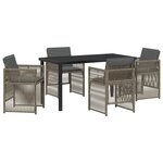 vidaXL Ensemble de salle à manger de jardin 5 pièces avec coussins gris en poly rotin