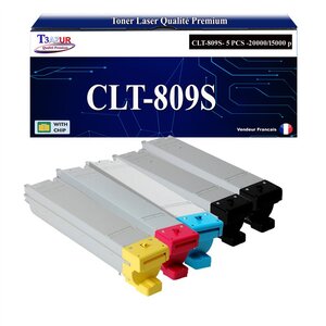 T3AZUR - 5x Toners compatibles avec  Samsung CLT-Y809S pour Samsung CLX-9201NA CLX-9251NA CLX-9301NA MultiXpress C9201NA C9251NA C9301NA