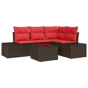 vidaXL Ensemble de canapé de jardin 5 Pièces Marron polyrotin