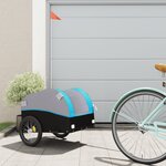 vidaXL Remorque de vélo noir et bleu 30 kg fer