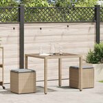 vidaXL Tabourets de jardin avec coussins lot de 2 beige résine tressée