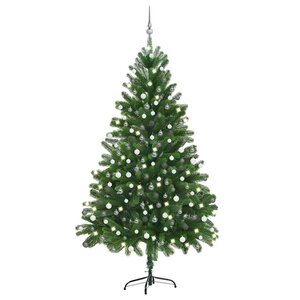 vidaXL Arbre de Noël artificiel pré-éclairé et boules 210 cm vert