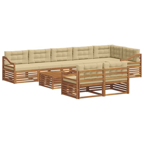 vidaXL Ensemble de canapés d'extérieur 9 pc Naturel et Beige