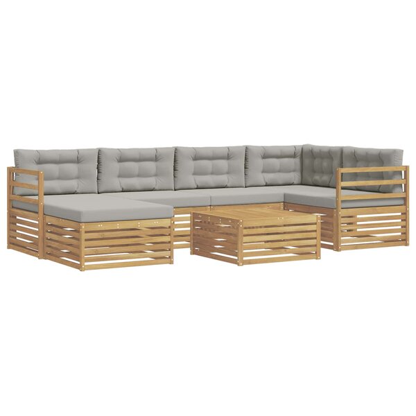 vidaXL Ensemble de canapés d'extérieur 7 Pièces Blanc et gris clair
