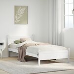 vidaXL Cadre de lit sans matelas blanc 90x190 cm bois de pin massif